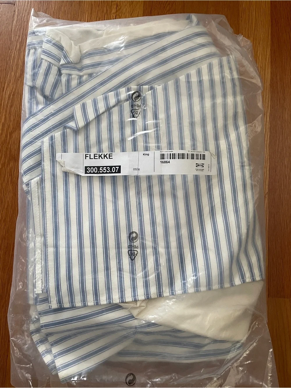 NEW IKEA FLEKKE Blue and White Striped King size Bed Skirt